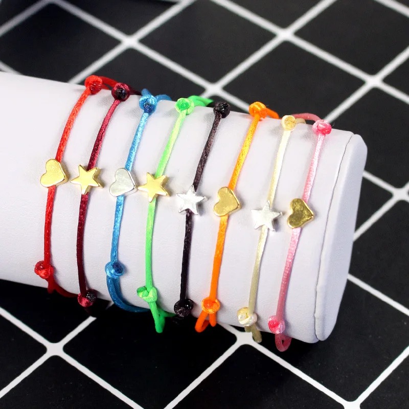 Popular red rope peach heart bracelet copper heart-shaped five pointed star red hand string for men and women Fashion small gift
