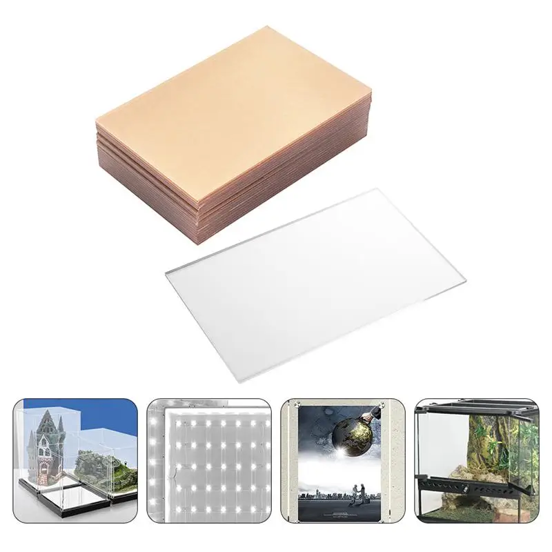 10 Pcs Transparent Acrylic Panels For Crafting Project Picture Frame Cutting Transparent Acrylic Plate (Transparent 10 * 15cm)