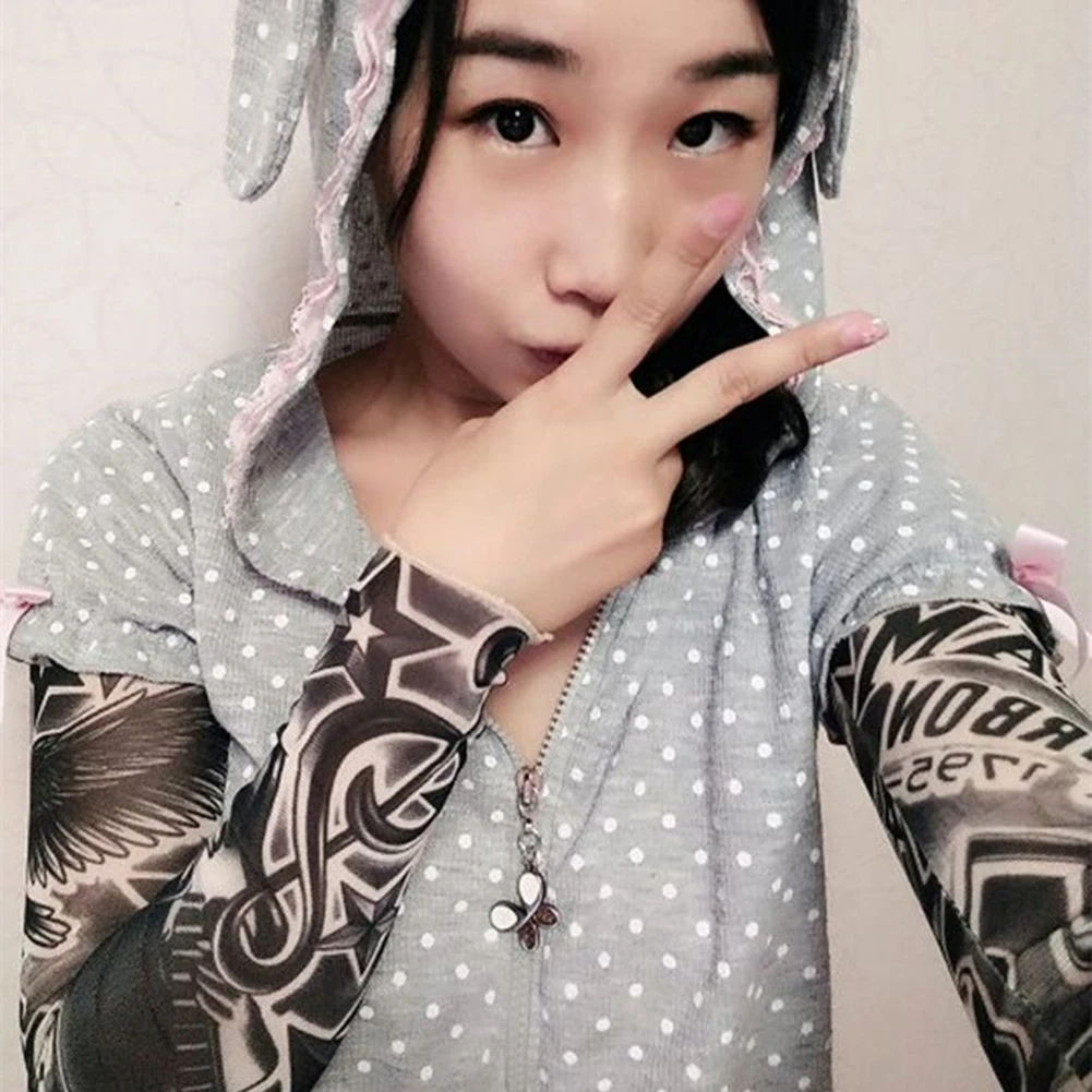 1/2Pcs Outdoor Cycling Sleeves 3D Tattoo Printed Armwarmer UV Protection MTB Bike Bicycle Sleeves Arm Protection Ridding Sleeves