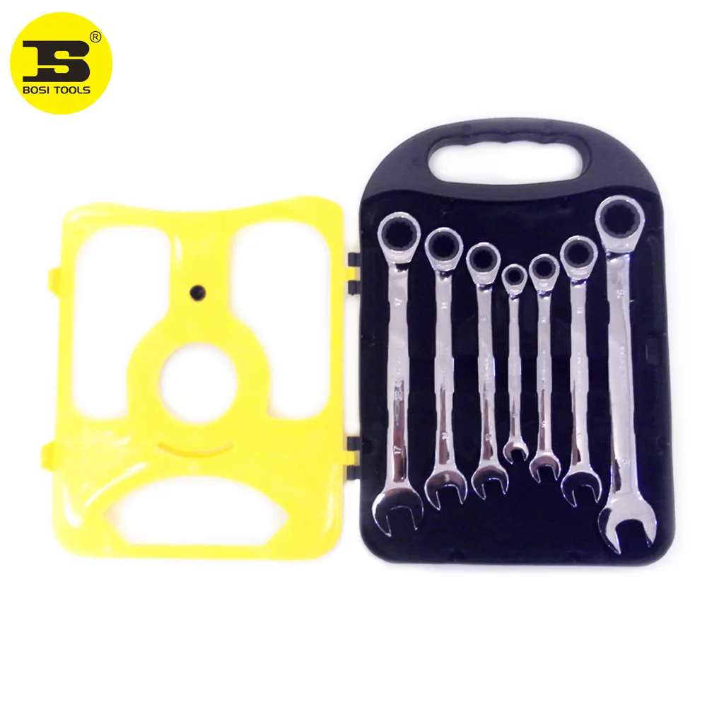 BOSI 7PC Geartech Ratchet Combination Wrenches Set 8-19mm