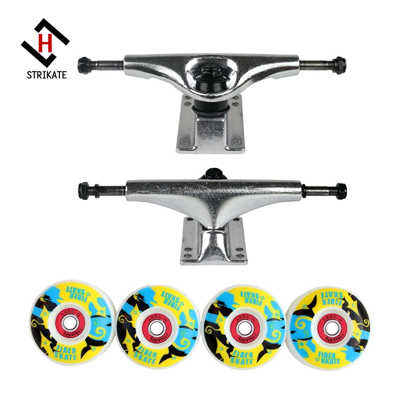 5inch V style Skateboard truck with Printing wheels Complete ABEC 11 bearing Skateboard truck wheels kit