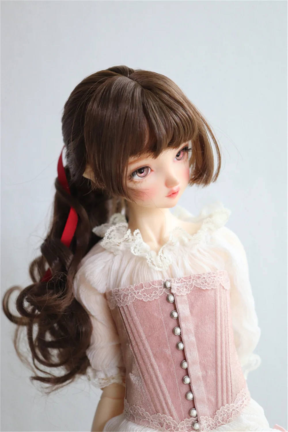 BJD /SD doll wig 1/3 milk silk High ponytail Wig Fake hair doll accessories