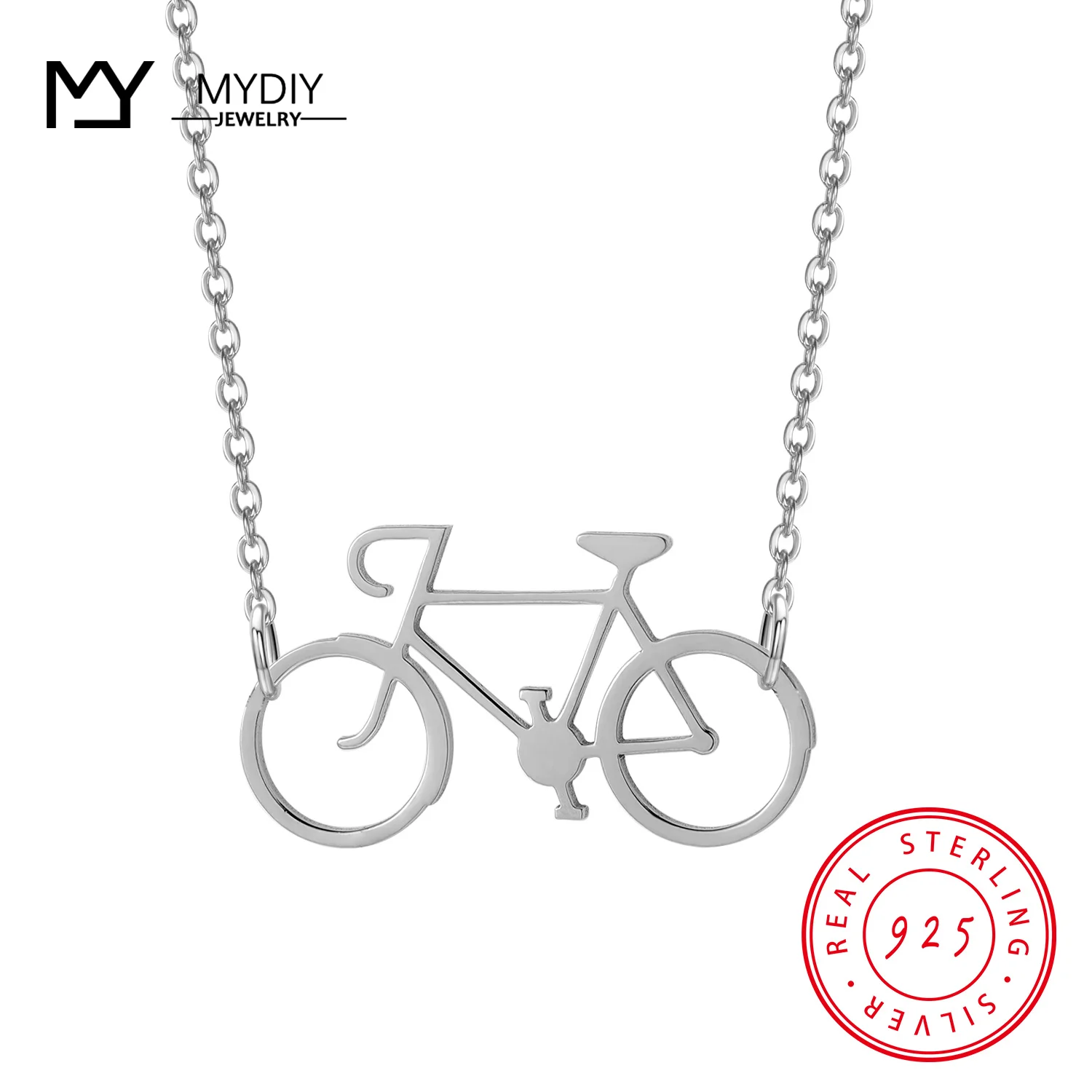 Bicycle 925 Sterling Silver Pendant Fashion Necklace Classic Womens Jewelry Girlfriend Birthday Romantic Gift For Men Souvenir