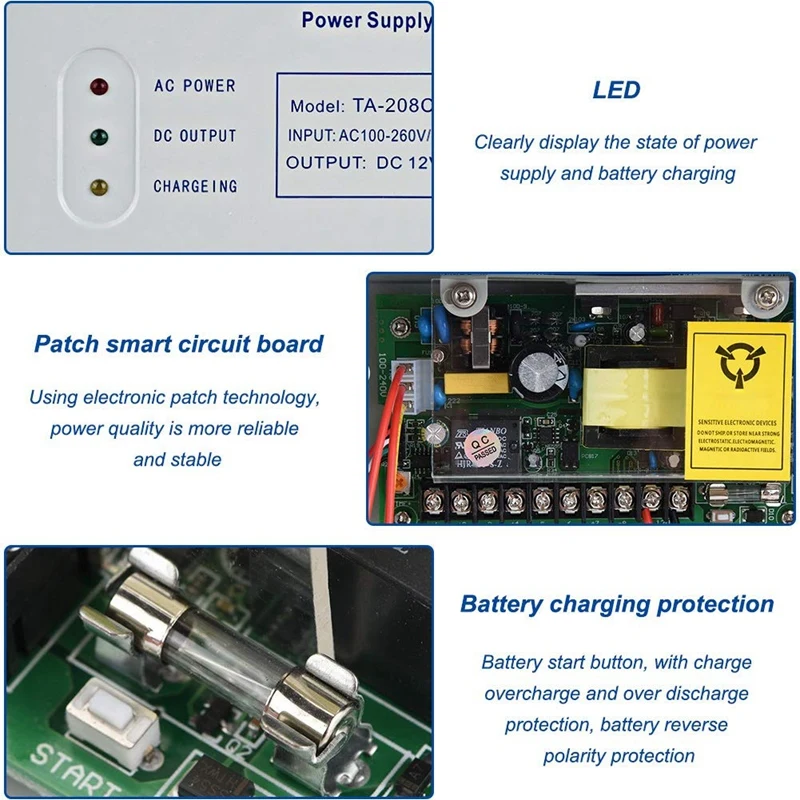 Retail 208CK-D AC 110-240V DC 12V/5A Door Access Control System Switching Supply Power UPS Power Supply