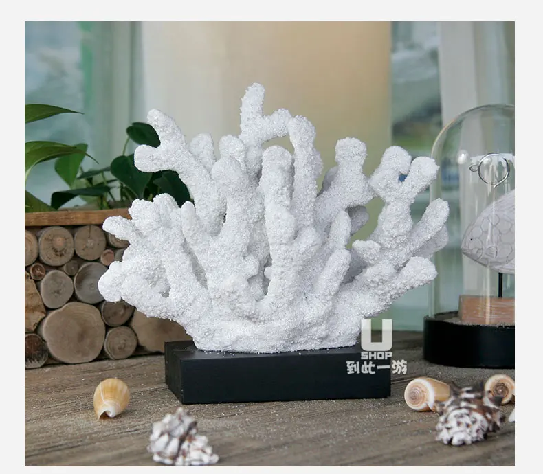 Creative White Blue Resin Coral Decor Modern Simple Living Room Restaurant Home Desktop Acrylic Art Ornament Furnishing Crafts