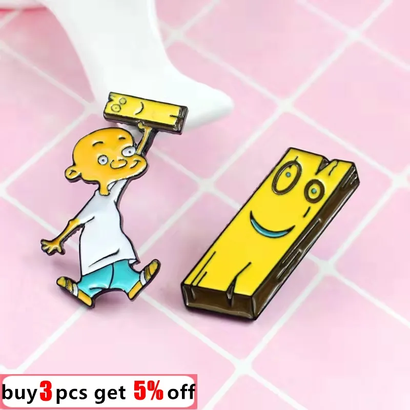 Ed, Edd, and Eddy Pins Air Jonny and Plank Enamel Pins Lapel pins Badge Anime Brooches Cartoon Childhood Jewelry Coat Wholesale