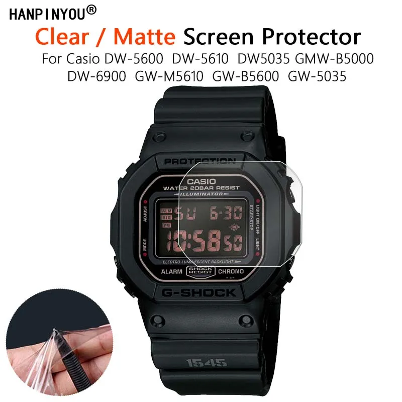 For Casio DW-5600 5610 5035 6900 GW-6900 GW-5035 B5600 M5610 Watch Clear / Matte Screen Protector Soft Film -Not Tempered Glass