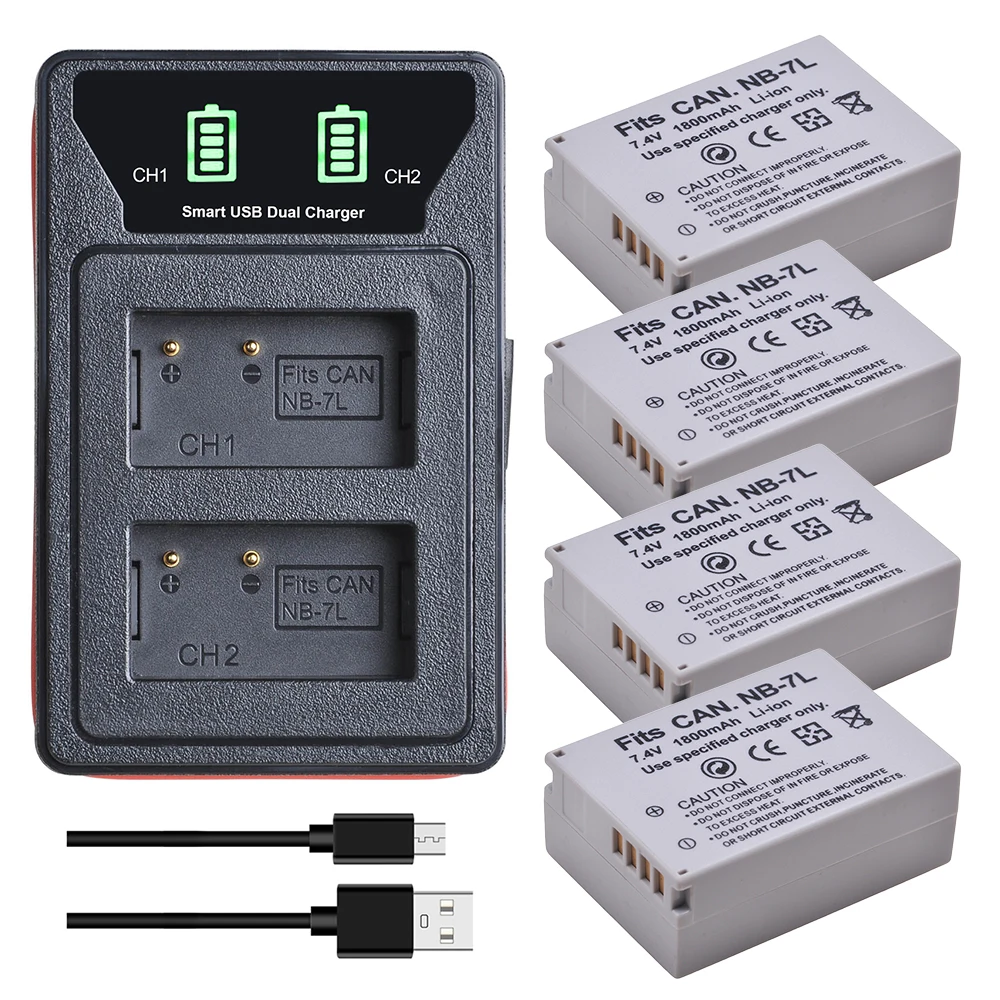 مُقيّم شامل لبطارية NB7L الرقمية: تجربة عملية مع 4 قطع وشاحن USB مزدوج LED