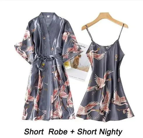 Women Rayon 2PCS Robe Set Bride Bridesmaid Wedding Robe Gown Lace Sexy Kimono Bathrobe Night Dress Casual Nightgown Sleepwear