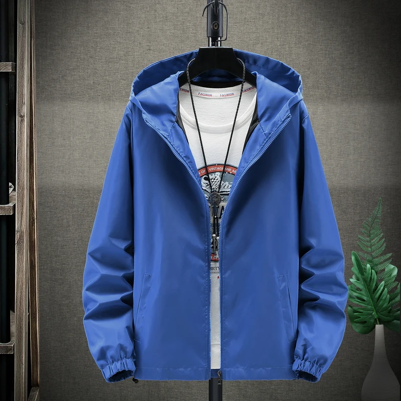 S-7XL Plus Size Coats Sun Protection Jacket Men Summer Fashion New Long Sleeve Overcoat Zipper Pockets Casual Outwear Jackets