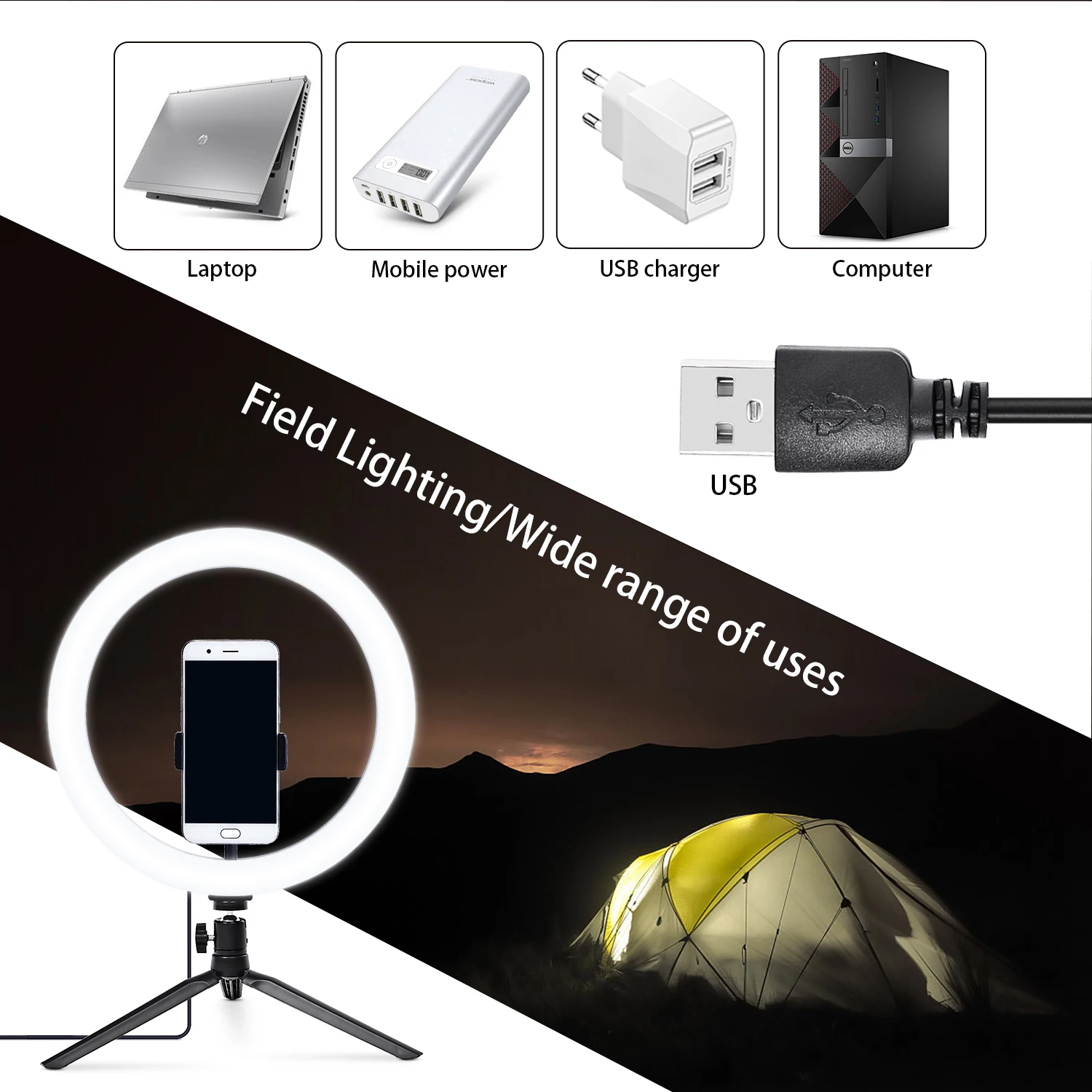 Fusitu profissional 10 polegada ringlight led selfie anel de luz com tripé anel lâmpada para câmera do telefone fotografia streaming ao vivo