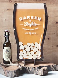 Personalized Beer Design Guestbook Wedding Customization Country Wedding Decor Party Wood Guestbook Sign with Heart Drop Box