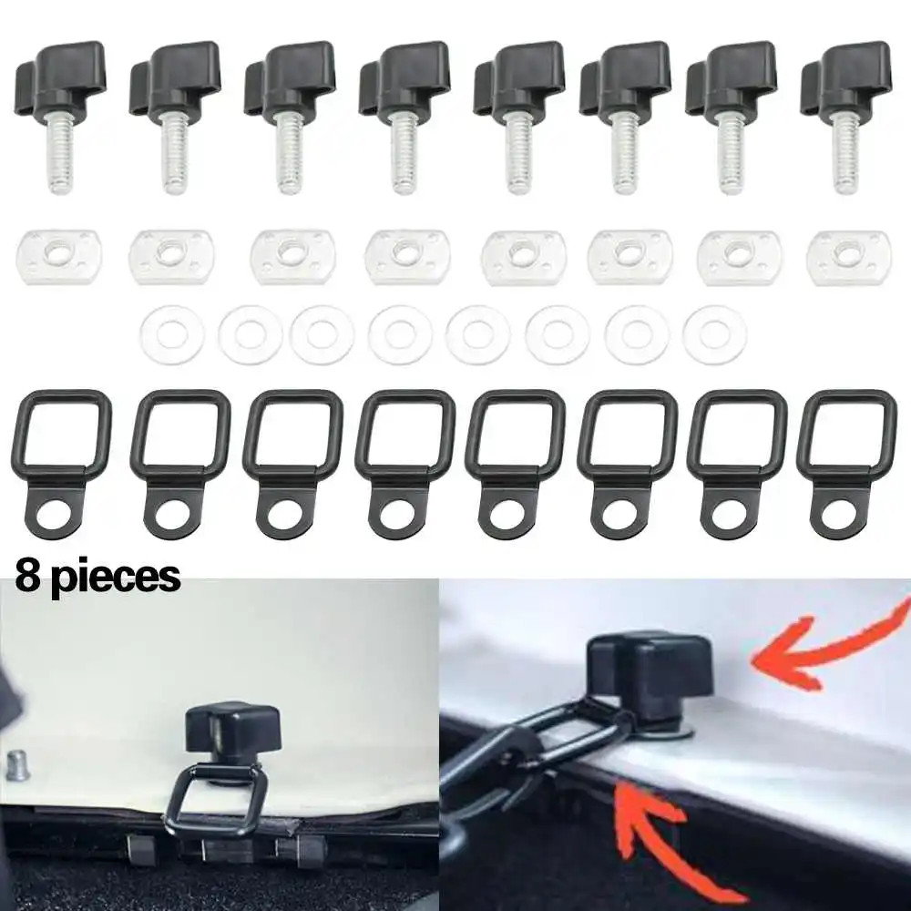 For Jeep Wrangler Hard Top Thumb Screw Set of 8 Quick Removal with Nuts Kit Fit for Jeep Wrangler YJ TJ JK JKU 1995 to 2016