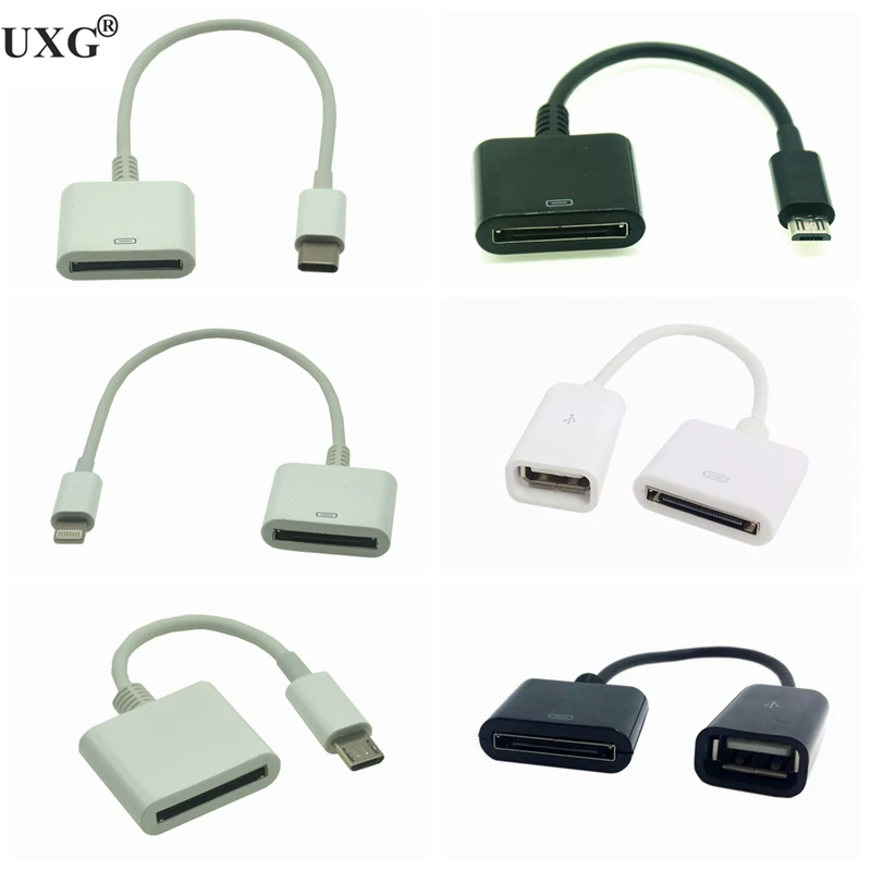 Dock 30-Pin Female To USB-C USB 3.1 Micro USB 8pin Type C Male Short Charging Cable For Huawei Xiaomi Mac Onplus 15cm