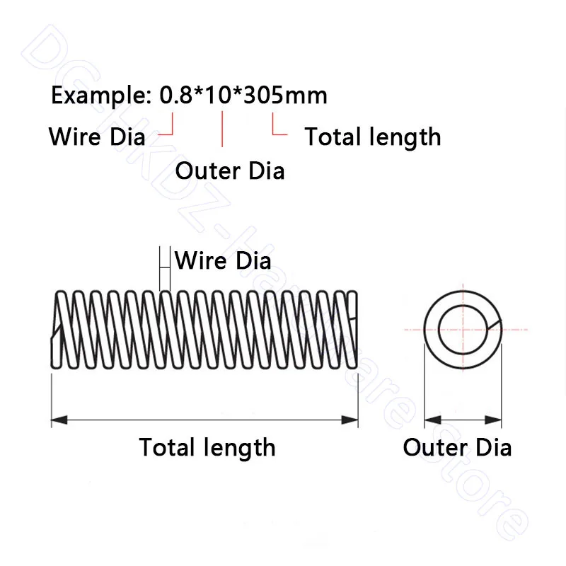 305mm Compression Spring 304 A2 Stainless Steel Pressure Spring Wire Dia 0.3 0.4 0.5 0.6 0.7 0.8 1 1.2 1.5 2 mm OD 3 - 30 mm