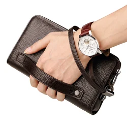 High-end brand suede leather men's clutch fashion business new code lock buckle zipper large-capacity successful person's clutch