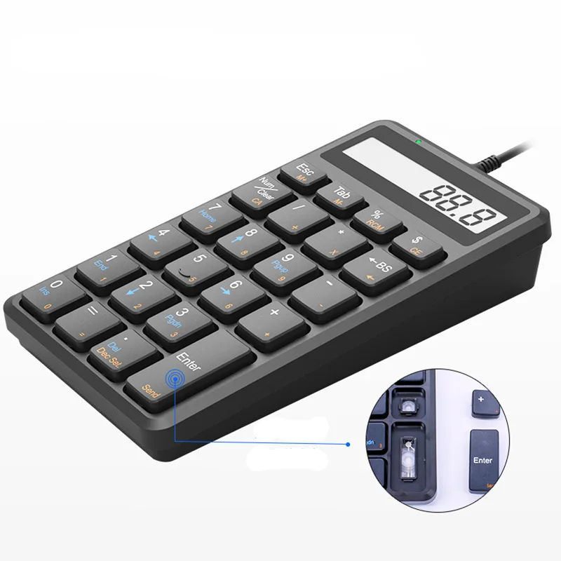 Numeric Keypad and Calculator 2-in-1,Wired Number Pad Keyboard with 12-Digit Display Portable Slim Mini Keypad for PC, Laptop