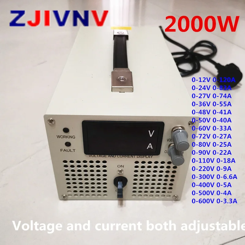 High-power 2000W Switching Power Supply 12V 60V 72V 80V 90V 100V 110V 220V 300V 400V 500V 600V Voltage Adjustable Power Supply