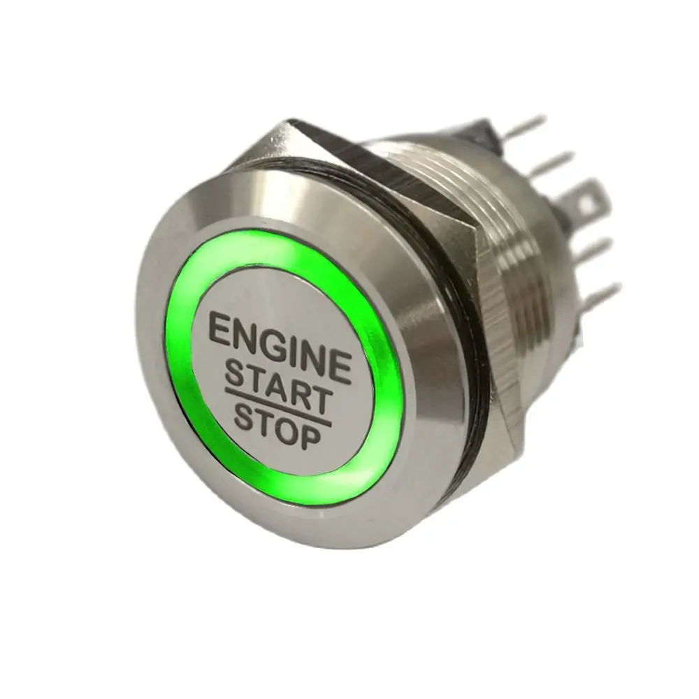방수 리셋 푸시 버튼 전기 스위치, 엔진 시동 정지, 19mm, 22mm, 25mm, 30mm, 3V, 6V, 12V, 24V
