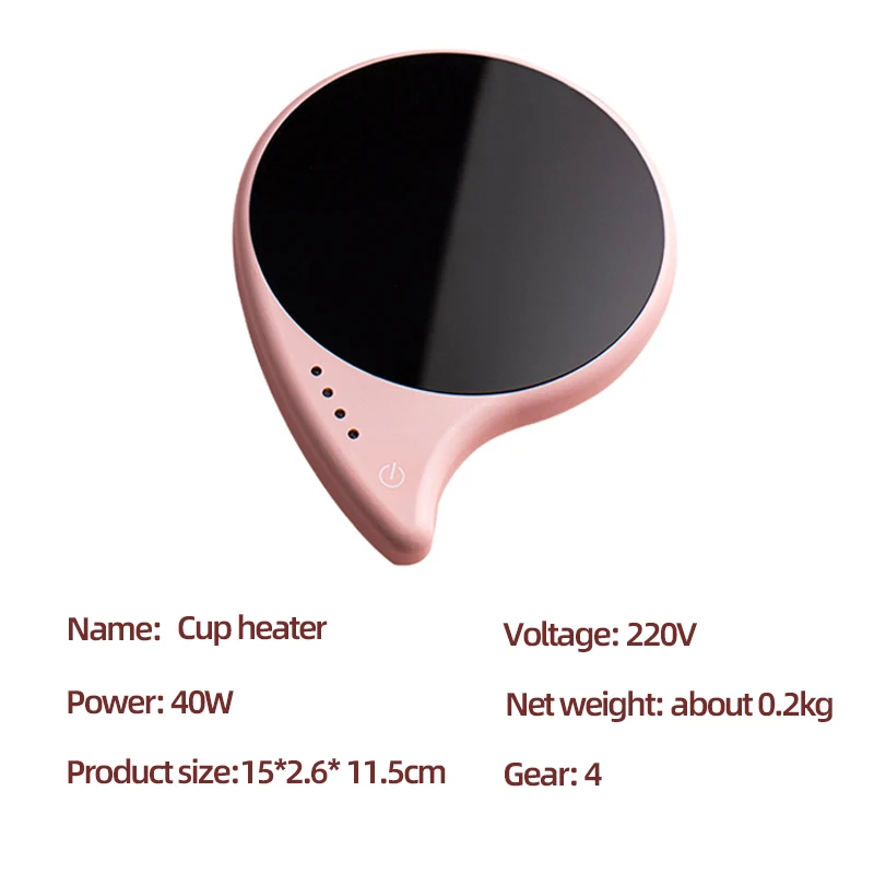 Posavasos Calentador de tazas de café de 40W, almohadilla térmica de temperatura de 4 engranajes, placa caliente termostática para leche, té y café, 220V