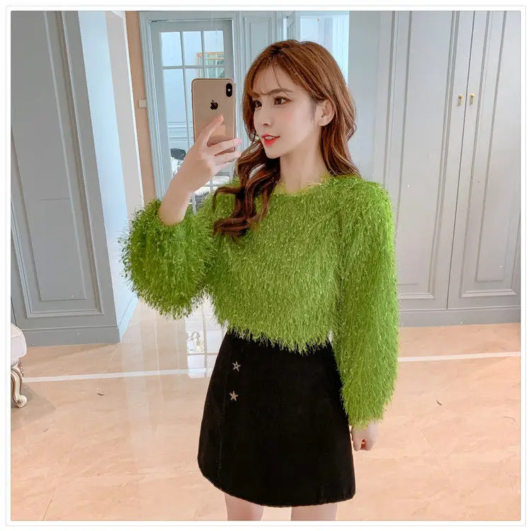 Woman Sweaters Plush Sweater Women's Autumn Clothing Tassel Plush Loose Top for Women  Femme Chandails Pull Hiver