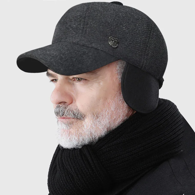 2023 New Men Winter Thickened Ear Protection Baseball Caps For Brand Male Outdoor Warm Dad Hat Adjustable With Earmuffs Design