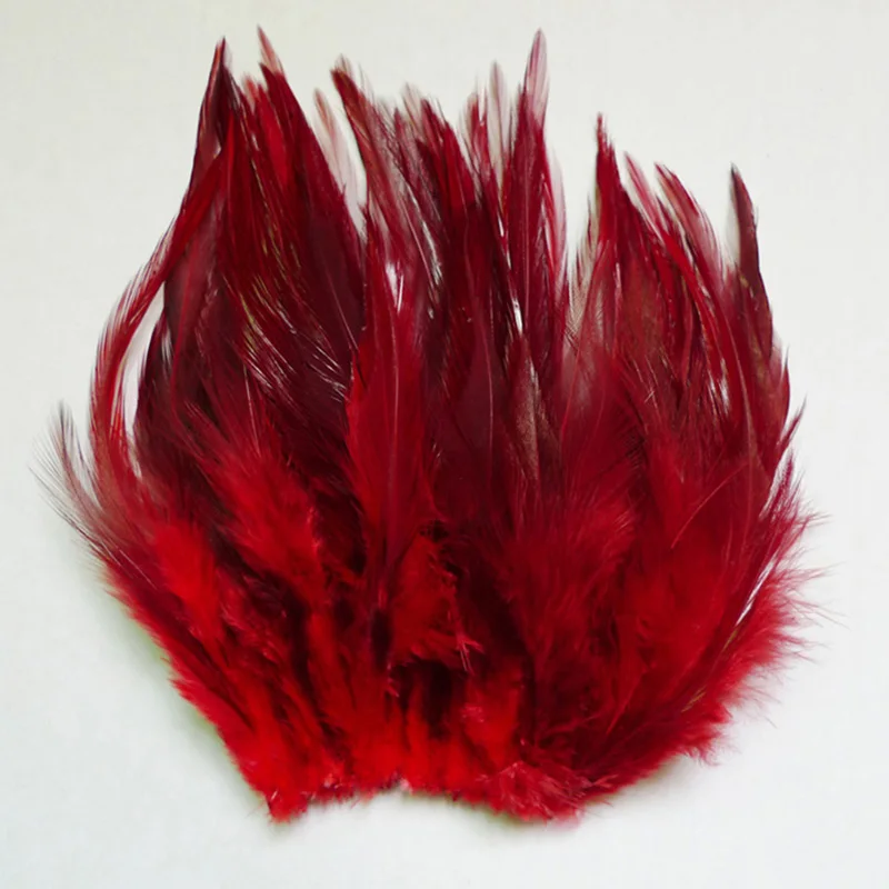 50Pcs Red 10-15cm Dyed Pheasant Chicken Neck Feather For DIY Crafts Rooster Plumas Jewelry Dreamcather Earring Party Decoration