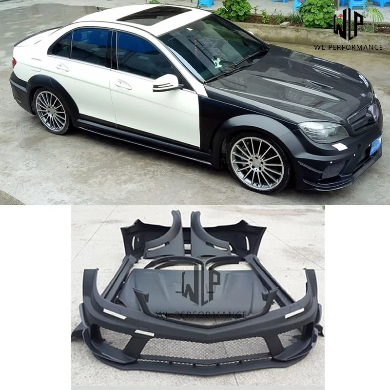 

W204 C180 C200 C260 Frp Material Front Rear Bumper Side Skirt Fenders Hood for Mercedes-benz C63 Bk Style Wide Body 07-11