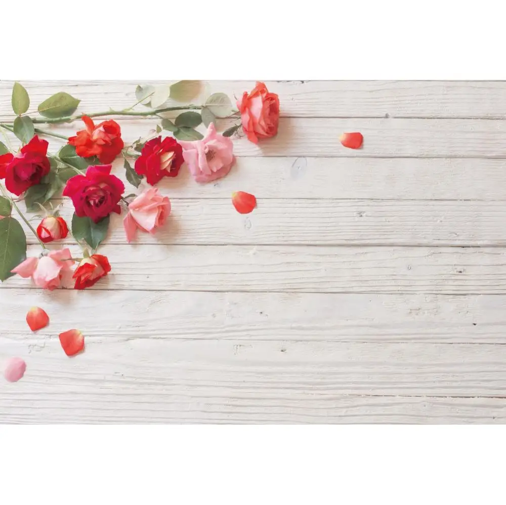 Yeeleバレンタインの花木製ボード花びら写真撮影の背景写真の装飾写真スタジオの背景