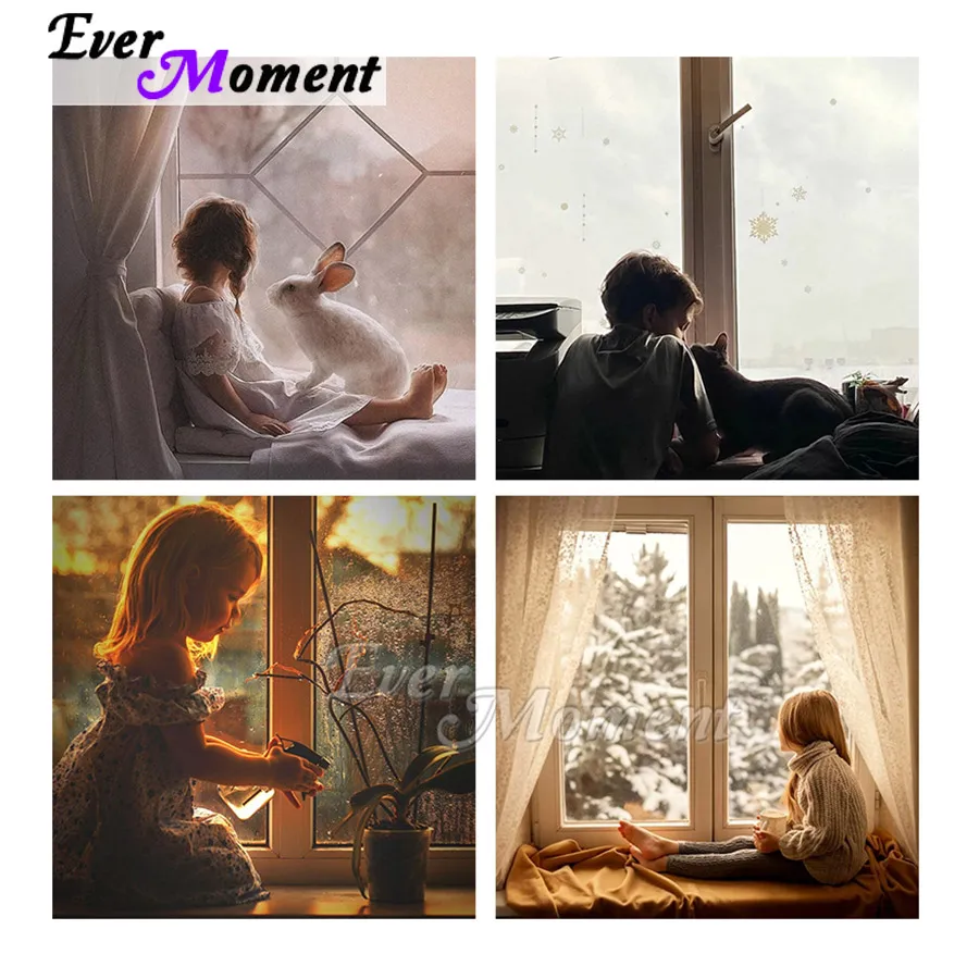 

Ever Moment Diamond Painting Mosaic Cross Stitch Kits Rhinestone Picture Home Decor Window Scenic Lovely Children Pet ASF2370