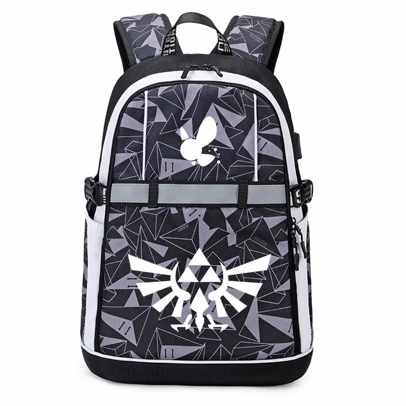 

Legend Link Backpack Anime USB Bags Oxford Reflective Stripe Schoolbag Travel Bags