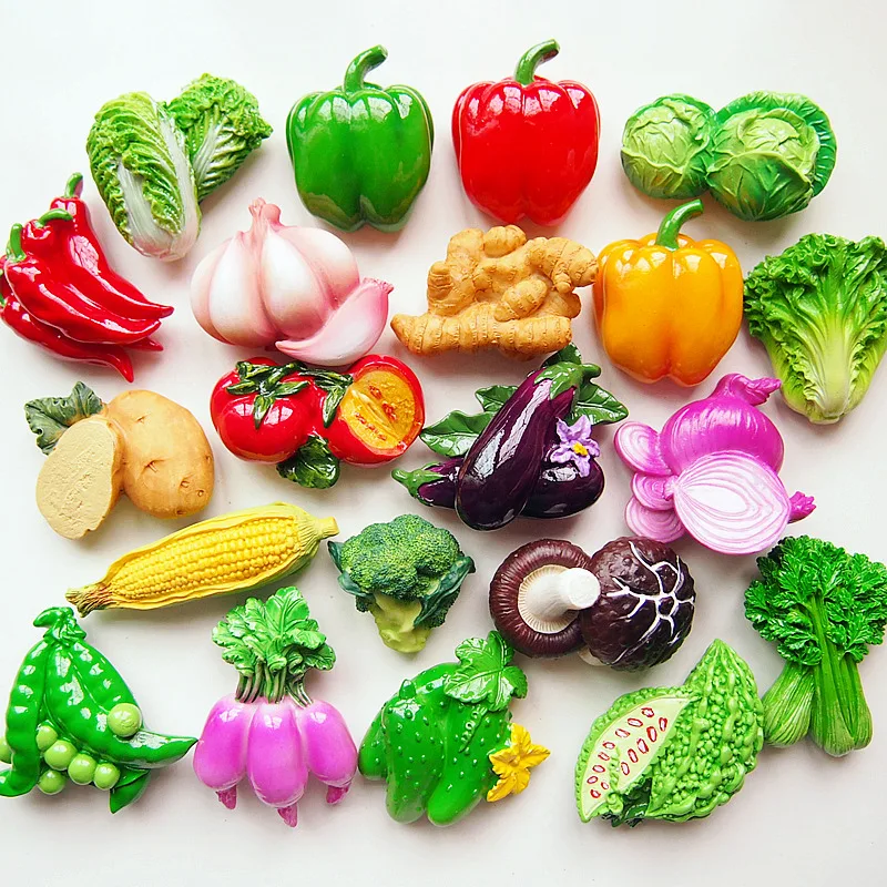 Vegetable Series Bell Pepper Corn Broccoli Tomato Potatoes 3D Fridge Magnets Tourism Souvenirs Refrigerator Magnetic Stickers