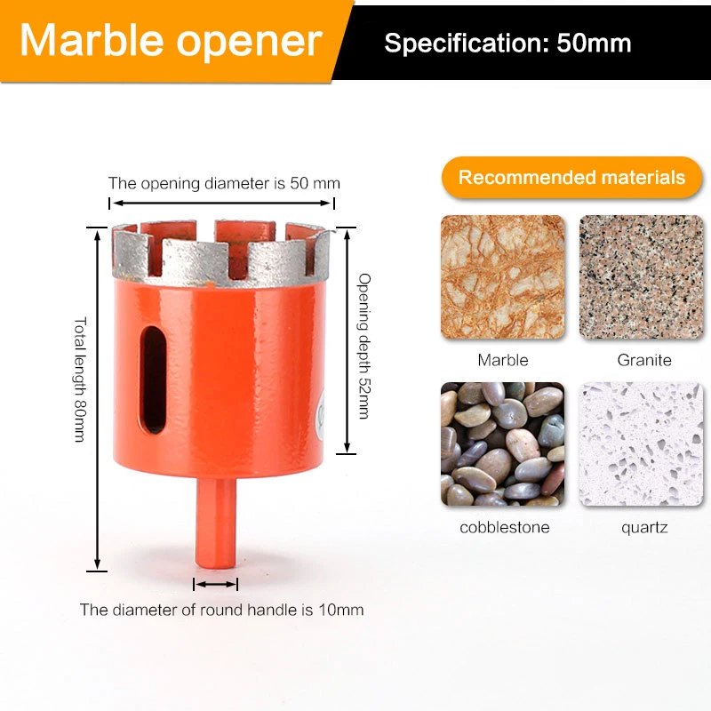 6-100mm Diamond Core Bit Hole Saw Drill Bit Marble Opener for Marble Granite Brick Tile Ceramic Concrete Drilling Diamond Reamer