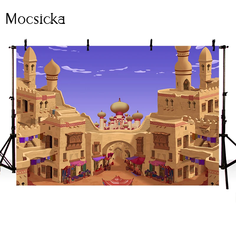 Mocsicka Anime Design Photography Background Desert Castle Aladdin Decoration Props Child Portrait Photo Backdrop Studio