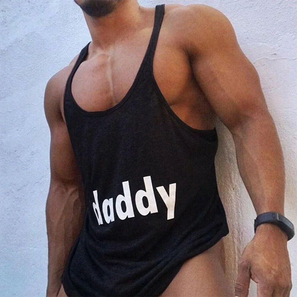 Camiseta de algodón con estampado para hombre, camiseta sin mangas para gimnasio, entrenamiento, culturismo, espalda en Y