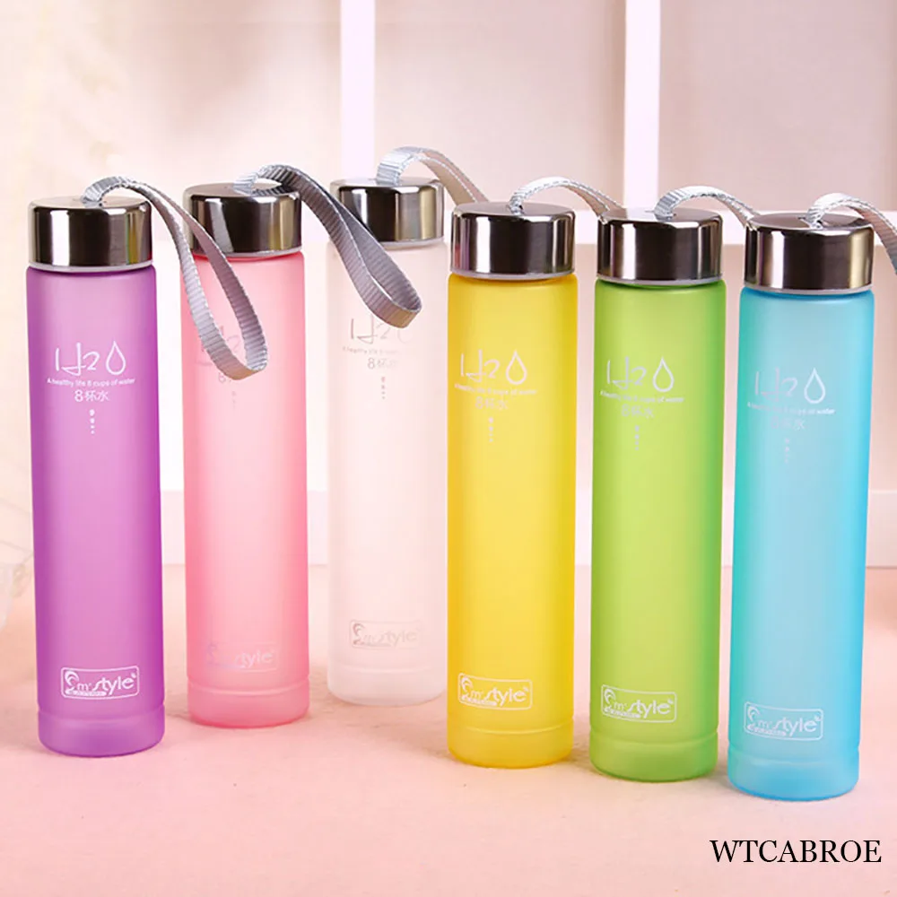 280ML Unbreakable Transparent Plastic Frosted Bootle Water Bottle For Girls Portable Summer Outdoor Sports Fruit Drink Bottles