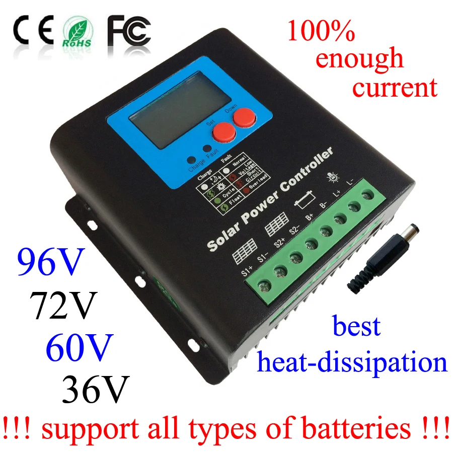 controlador de carga solar mppt controlador solar suficiente de 96v 72v com 30a 60v e 36v e suporte a todos os tipos de bateria que podem ajustar a tensao 01