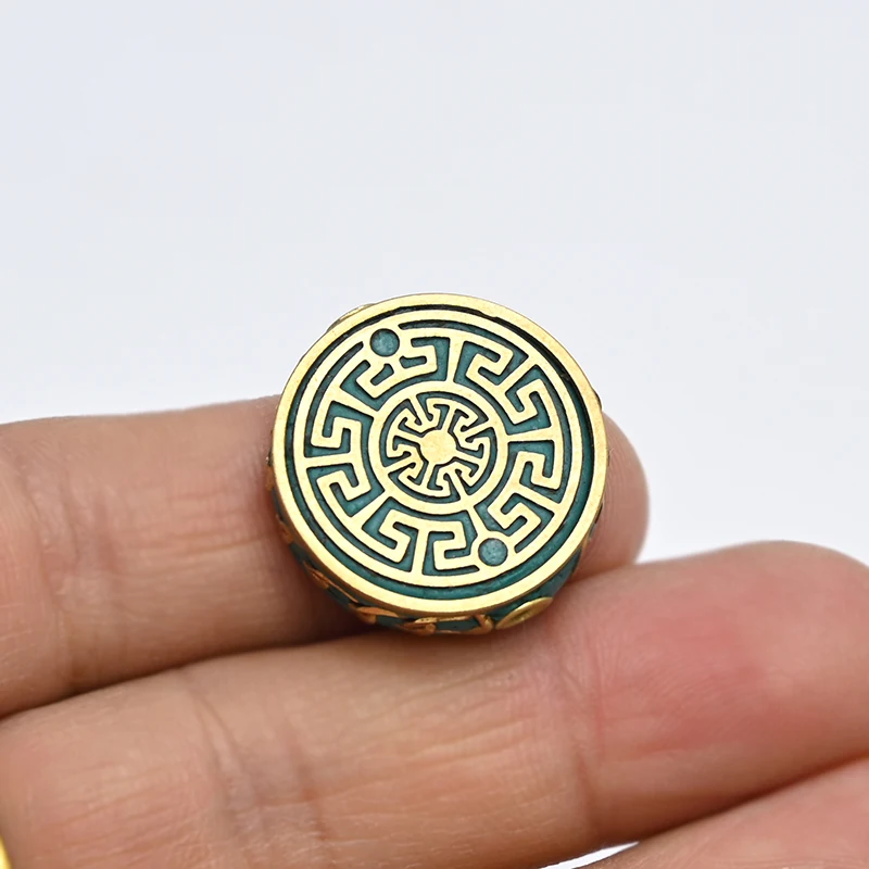TZ-H01 Retro Indian Nepal Buddhist Beads 30MM 1 Hole Metal Pendant Necklace Handicraft Accessories Nepal bead For Jewelry Making