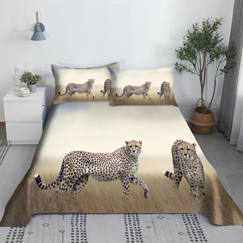 Set di lenzuola per animali stampa digitale lenzuolo in poliestere leopardato e tigre con federa tessili per la casa stile King Size