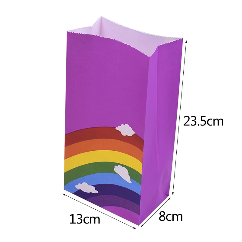 5-8pcs Corlorful Kraft Paper Bag Rainbow Pattern Wedding Sweet Candy Gift Bags Cookie Food Packaging Box Birthday Party Supplies