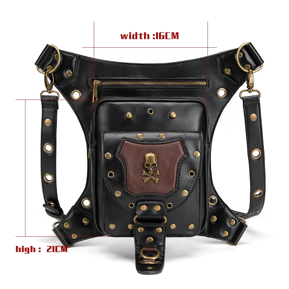 Vintage Steampunk Fanny Skulls Bag Steam Punk Retro Rock Gothic Bag Goth Shoulder Waist Bags Packs Victorian Women Men Leg Bag