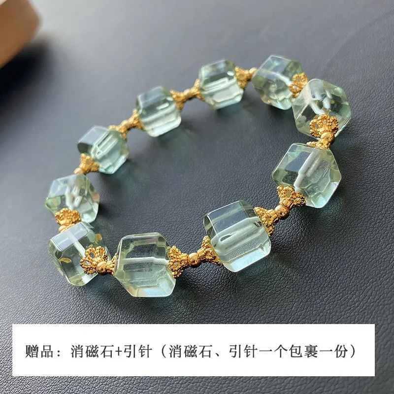 

Natural Green Fluorite Quartz Bracelet Clear Cube Rectangle Beads Rare 10x10mm Women Men Jewelry Love AAAAA