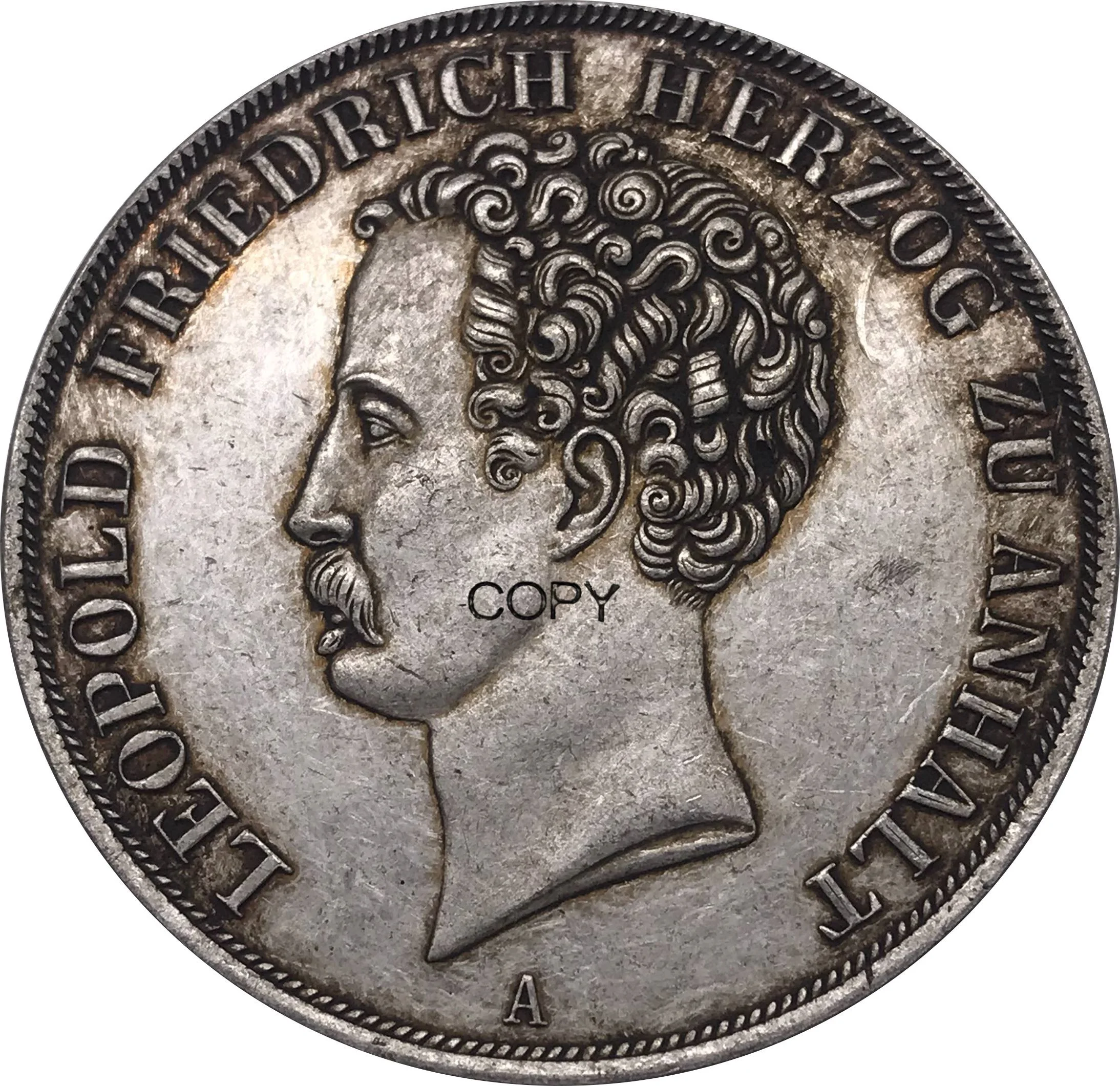 German States 1839 Coin 2 Thaler 3 1/2 Gulden - Leopold Friedrich Metal Cupronickel Plated Silver Souvenir Replica Copy Coins