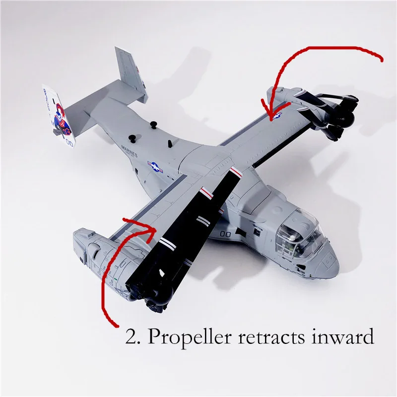 1/72 Alloy Simulation Variable-wing V22 Tilt-rotor Transport Attack Fighter Aircraft Model Display