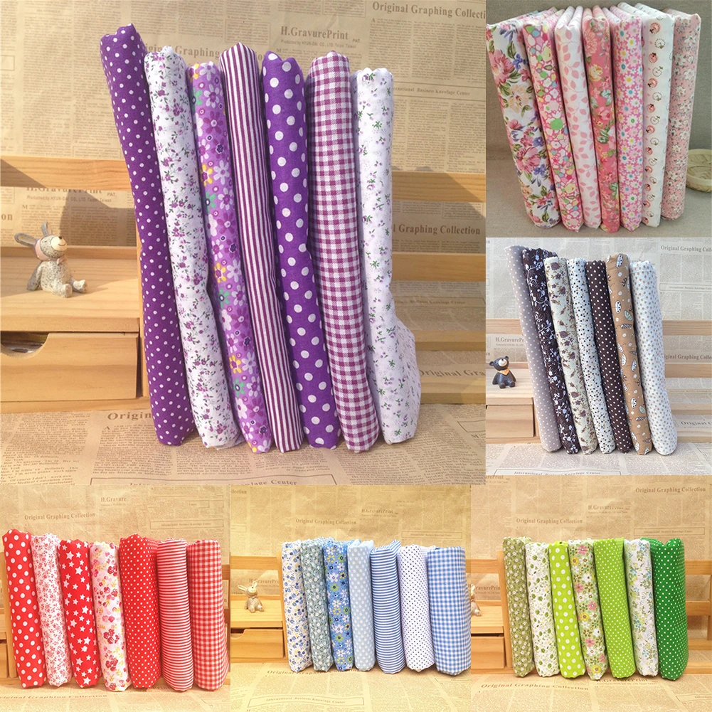 New 7pcs/lot Floral Series Twill Cotton Fabric,Patchwork Cloth,DIY Sewing Quilting Fat Quarters Material For Baby&Child