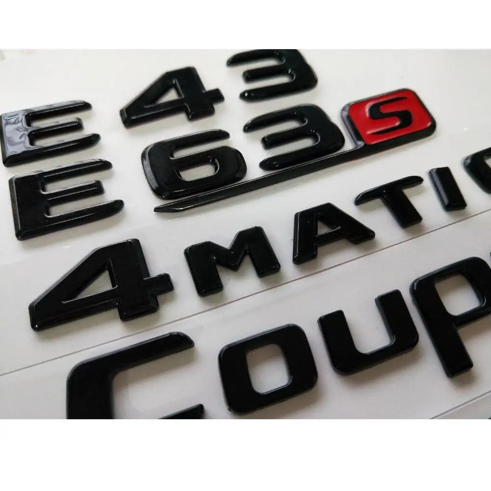 Gloss Black Letters for Mercedes Benz W212 W213 S213 E43 E53 E55 E63 AMG S Symbols V8 BITURBO 4MATIC 4MATIC+ Emblems