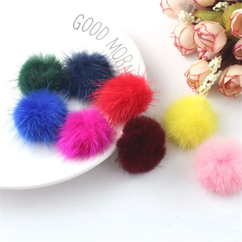 5Pcs Macaron Color 4cm Mink Pompoms Fur Balls for Sewing on Knitted Keychain Scarf Shoes Hats Fur DIY Crafts Hair Accessories