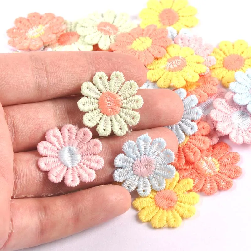 30Pcs/lot 26mm Mixed Cloth Flower Appliques for DIY Hat Clothes Leggings Sewing Supplies Headwear Decor Patches C3038