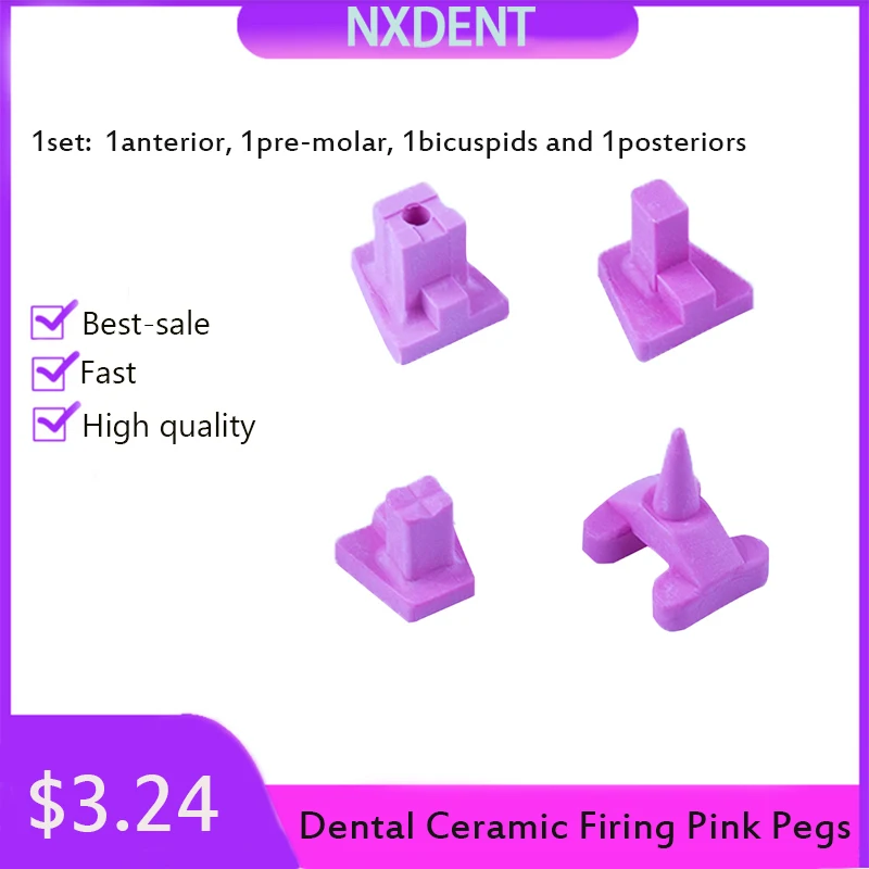 8pcs Dental Lab Ceramist Tool Ceramic Firing Pink Pegs Dental Lab For Single Porcelain Crown Oven Tray 4 Sizes for choose