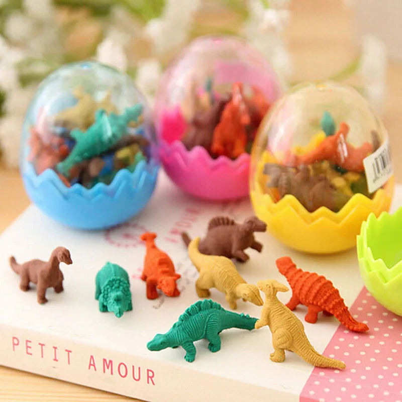 8x Funny Dinosaurs Egg Pencil Rubber Eraser Students Office Stationery Gift Toys